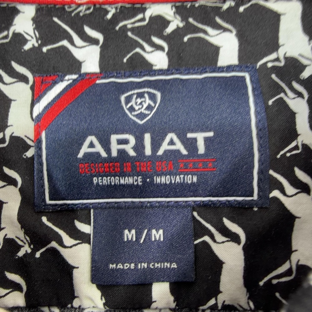 Ariat Shirt Womens Medium Black Horse Print Long Sleeve Button Front Western - Picture 2 of 14
